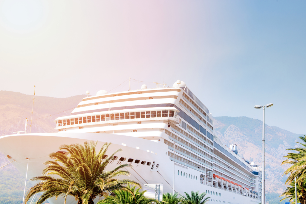 beautiful cruise ship in paradise